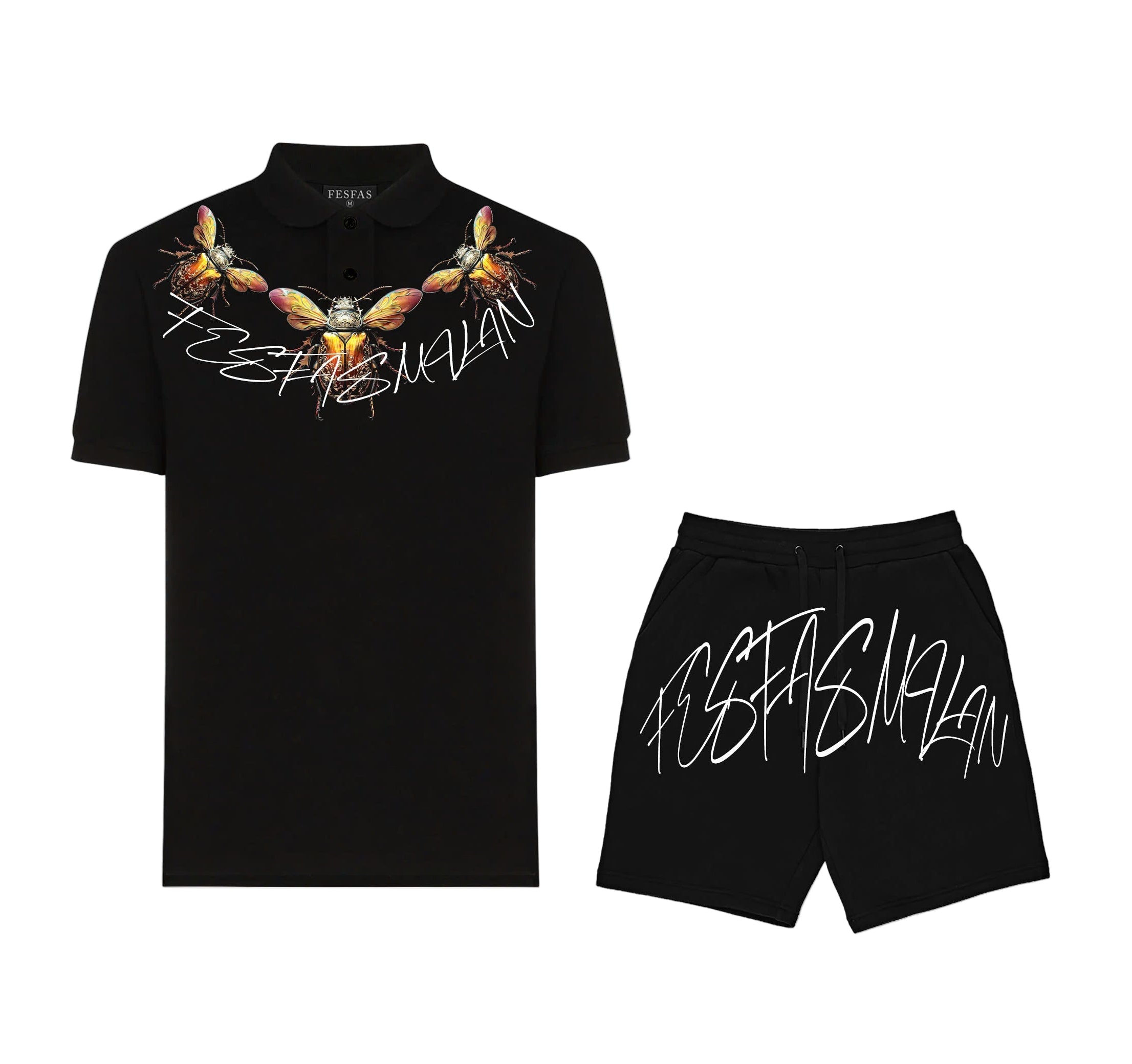 FesFas Beetle-print | Áo Polo | Nam | Màu Đen