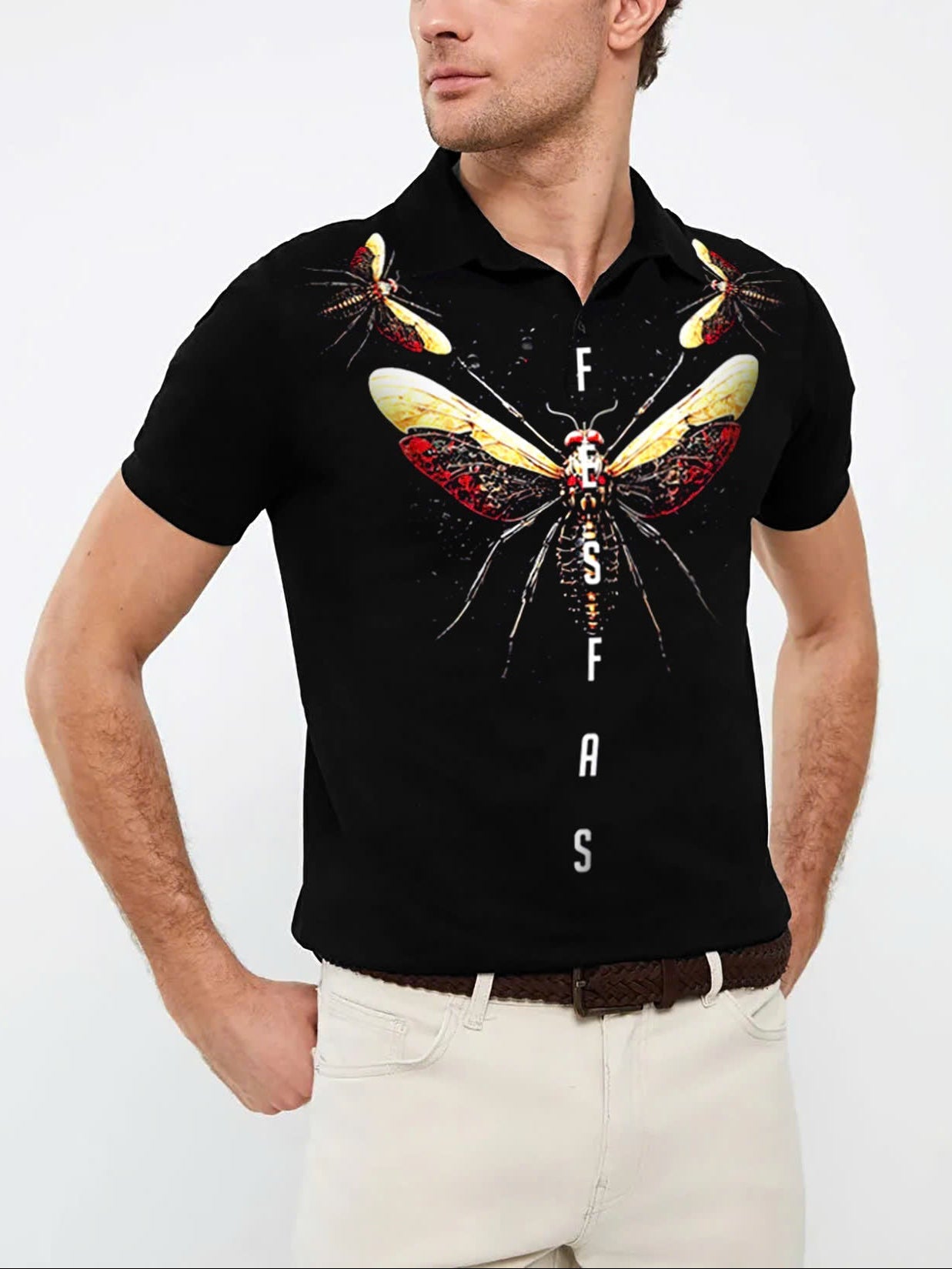 FesFas Fly-print | Áo Polo | Nam | Màu Đen