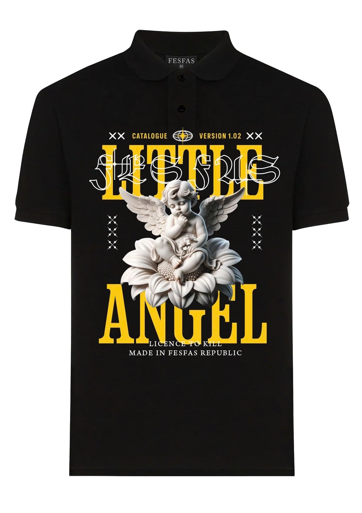 FesFas Angel-print | Áo Polo | Nam | Màu Đen
