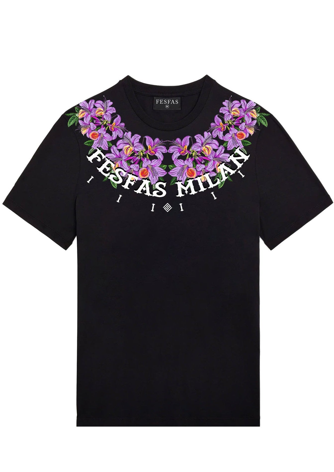 FesFas violet flowers-print | Áo Thun | Nam | Màu Đen
