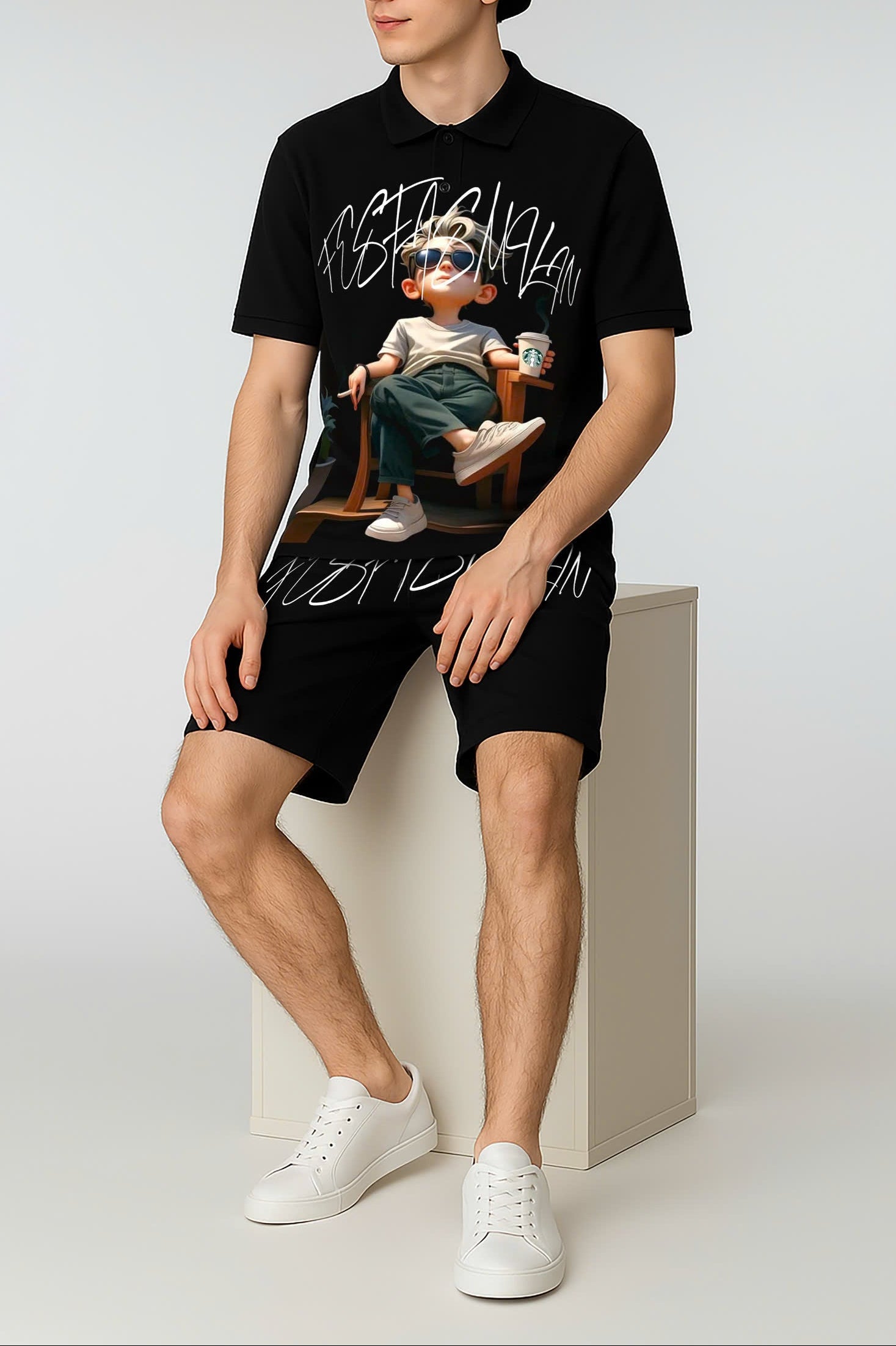 FesFas Relaxed Boy-print | Áo Polo | Nam | Màu Đen
