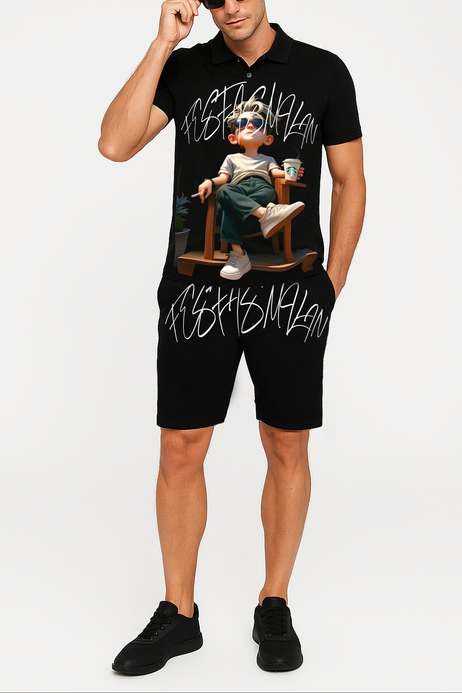 FesFas Relaxed Boy-print | Áo Polo | Nam | Màu Đen