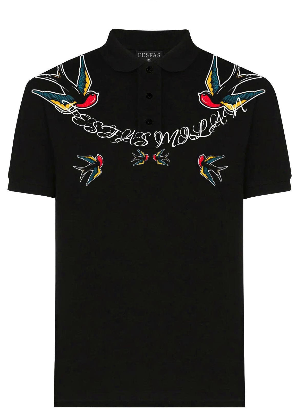 FesFas Swallow-print | Áo Polo | Nam | Màu Đen