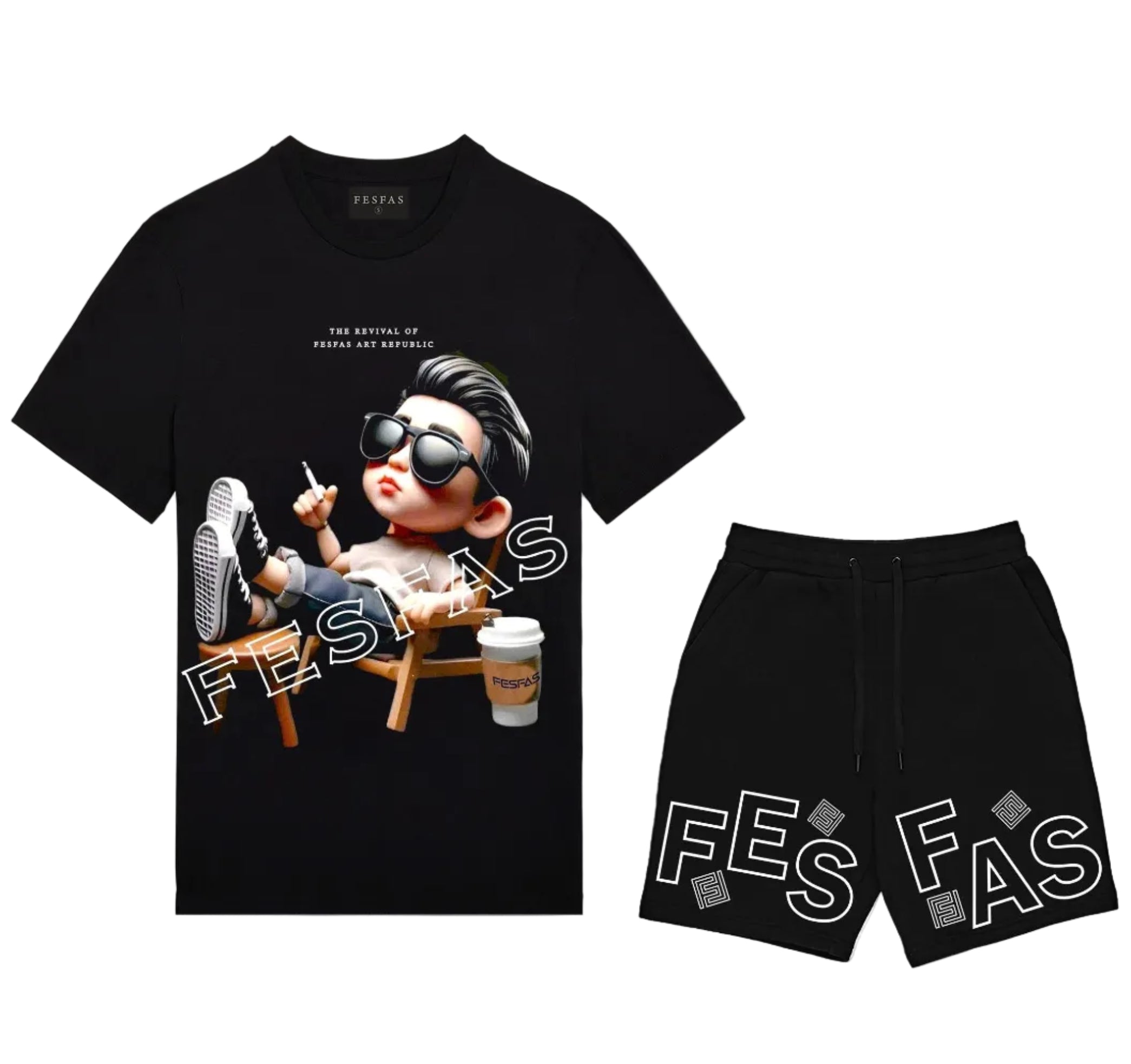 FesFas chill boy-print | Bộ T-Shirt | Nam | Màu Đen
