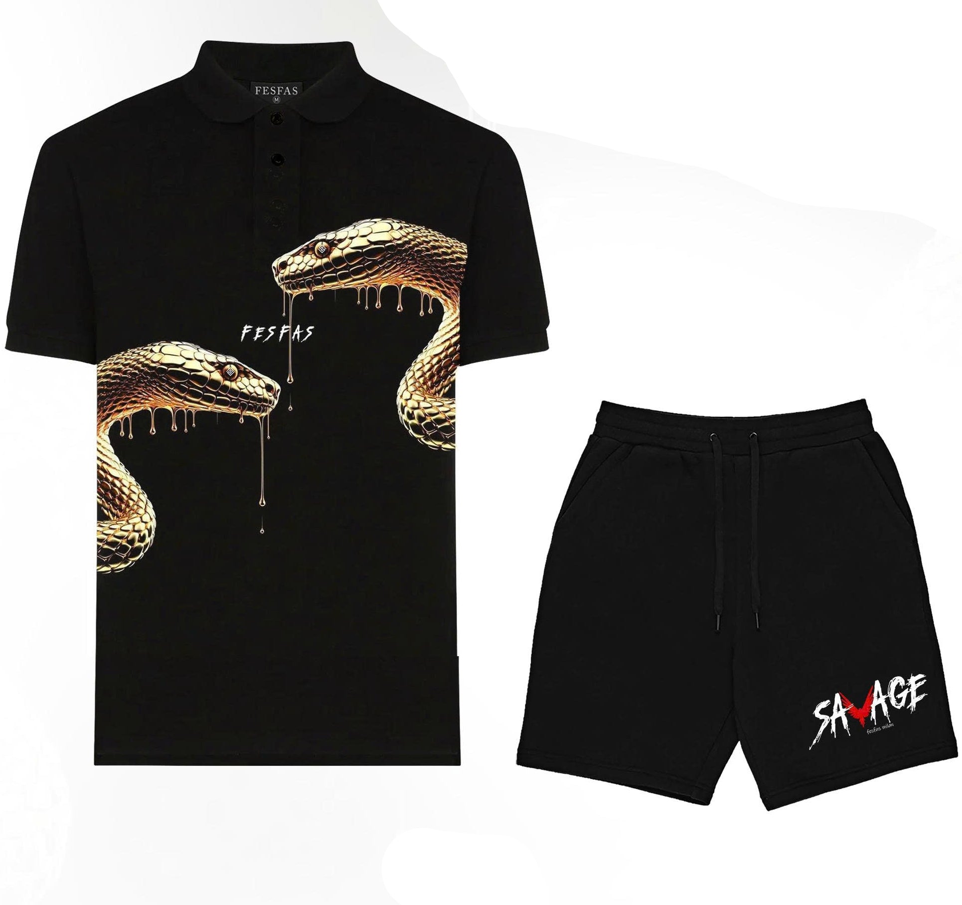 FesFas Snake-print | Áo Polo | Nam | Màu Đen