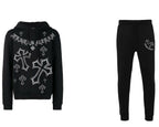 FesFas Cross-print Hoodie Set | Black | Men