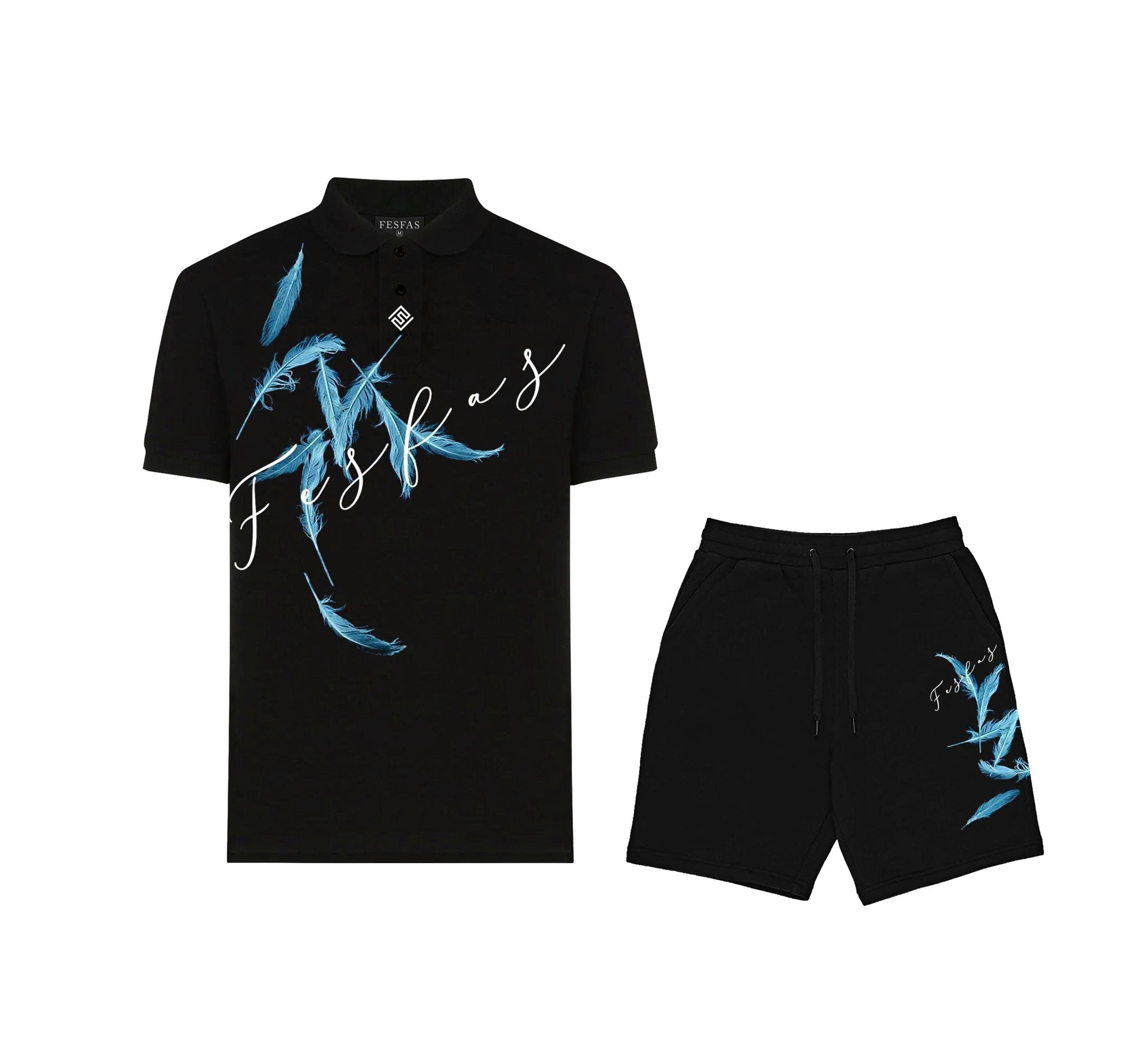 FesFas Feather-print | Áo Polo | Nam | Màu Đen