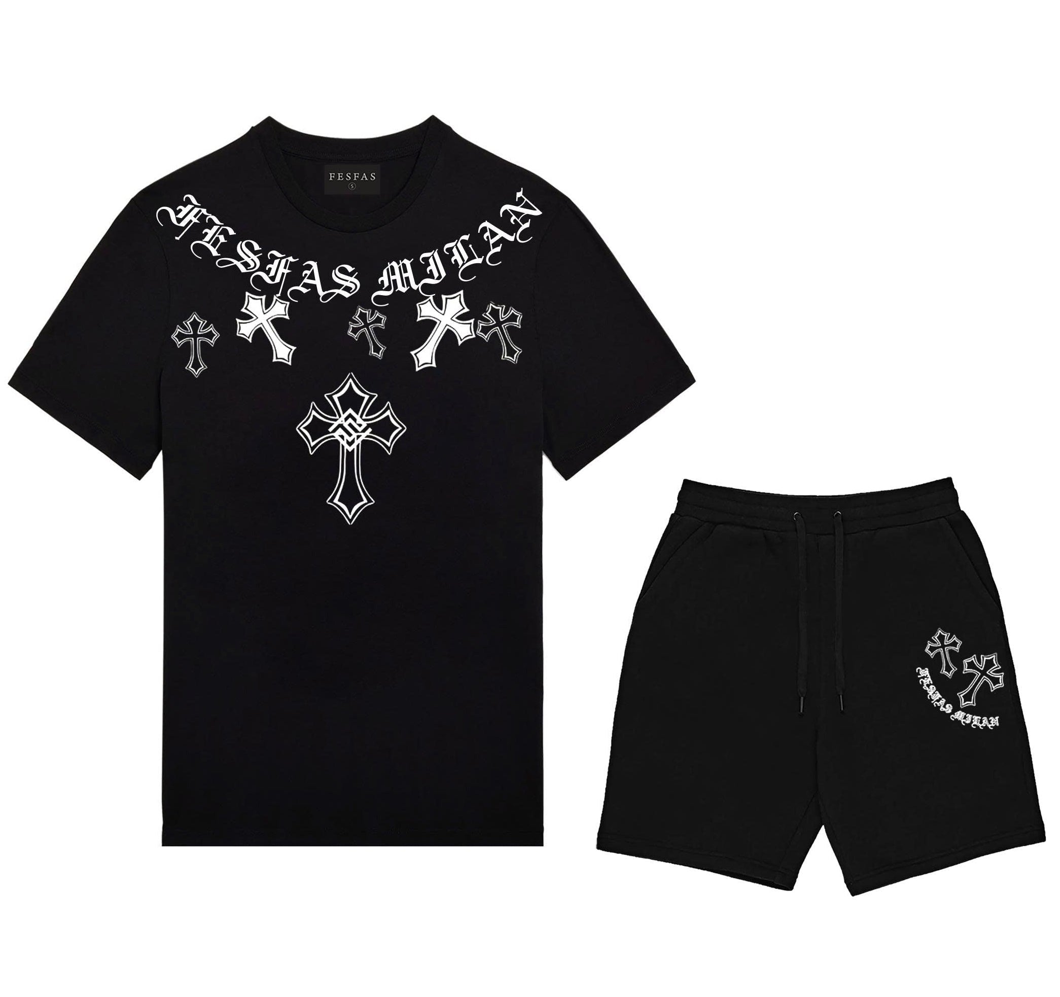 FesFas cross-print | Bộ T-Shirt | Nam | Màu Đen