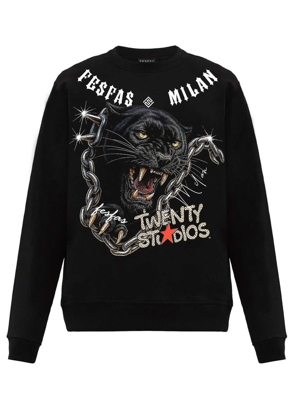 FesFas chains panther-print Sweatshirt | Black | Men