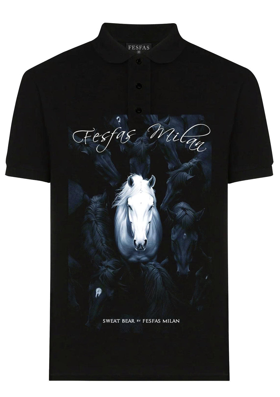 FesFas night horse-print | Áo Polo | Nam | Màu Đen