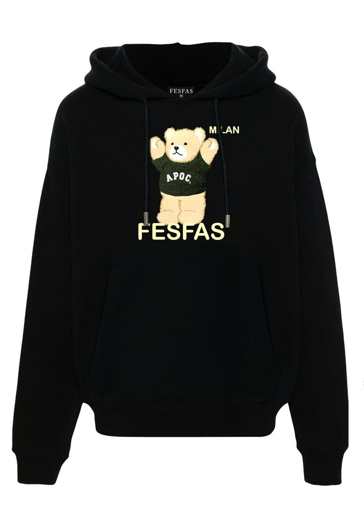 FesFas cute bear-print Hoodie | Black | Men