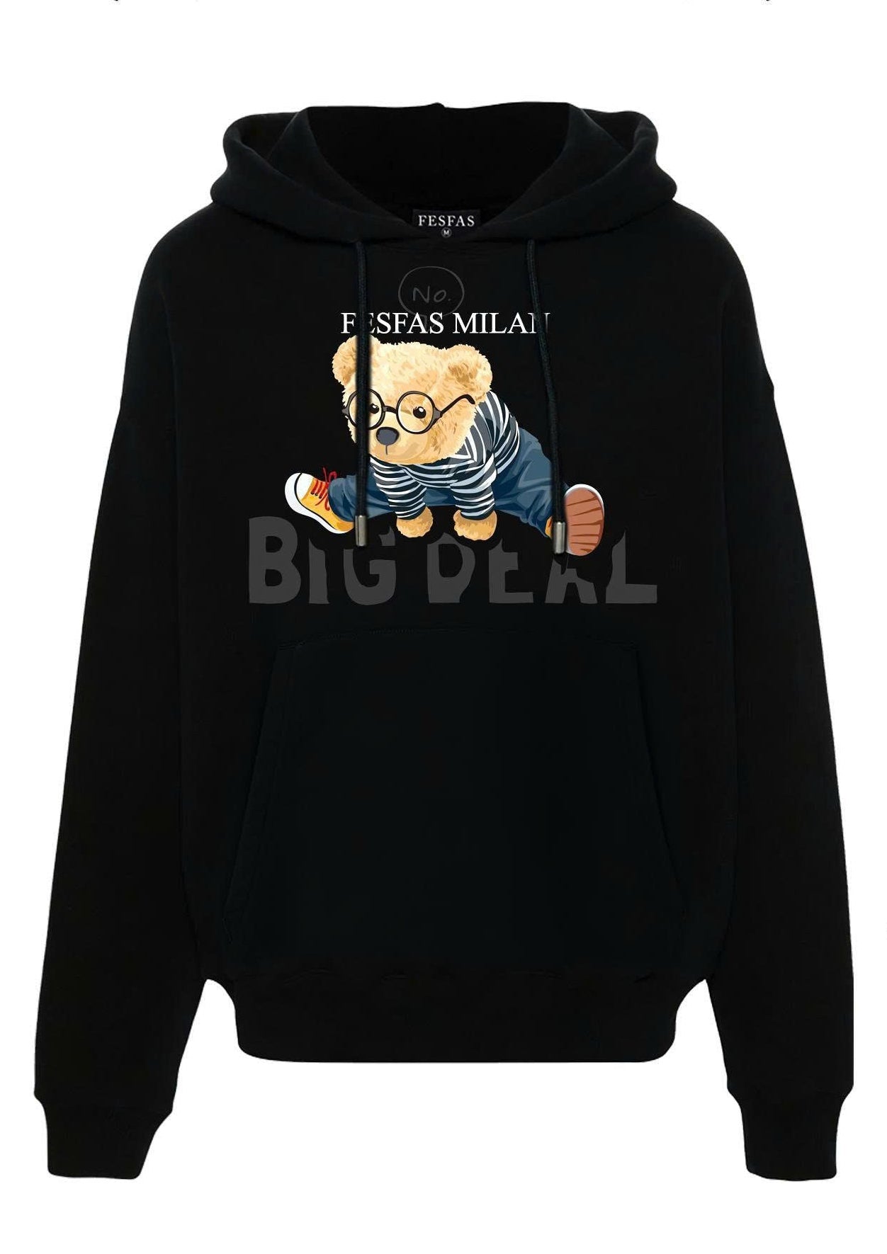 FesFas striped bear-print Hoodie | Black | Men