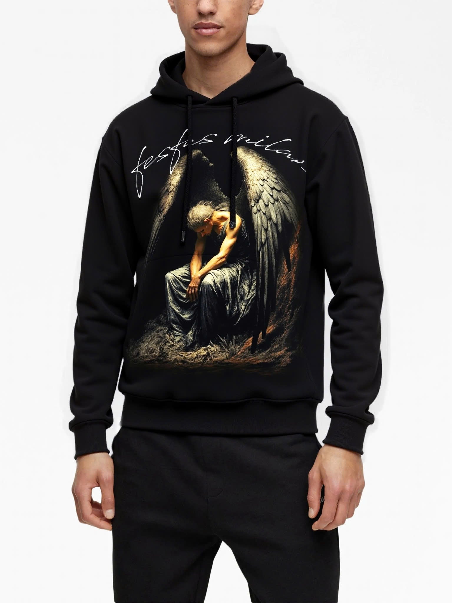 FesFas Fallen Angel-print Hoodie | Black | Men