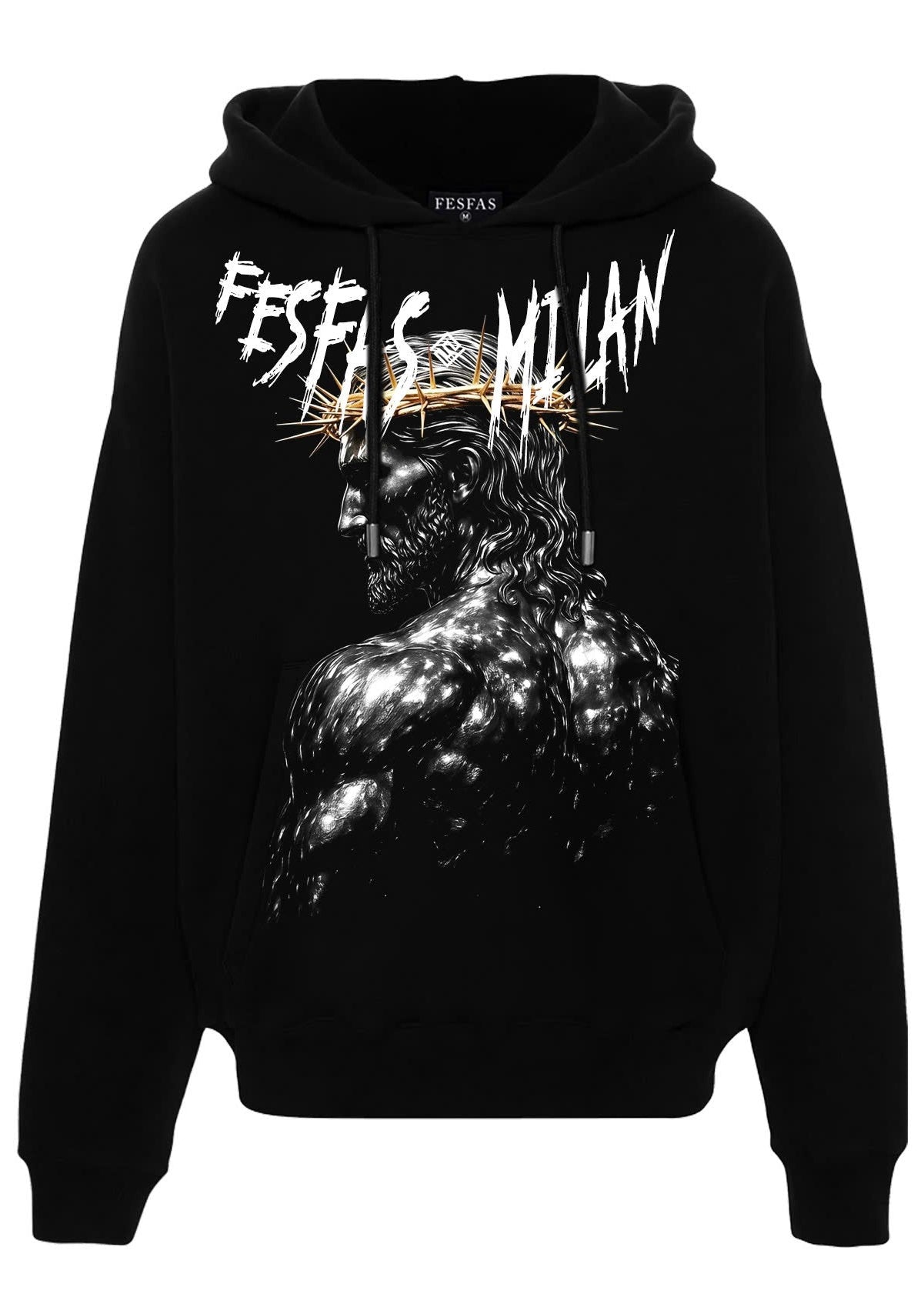FesFas god-print Hoodie | Black | Men