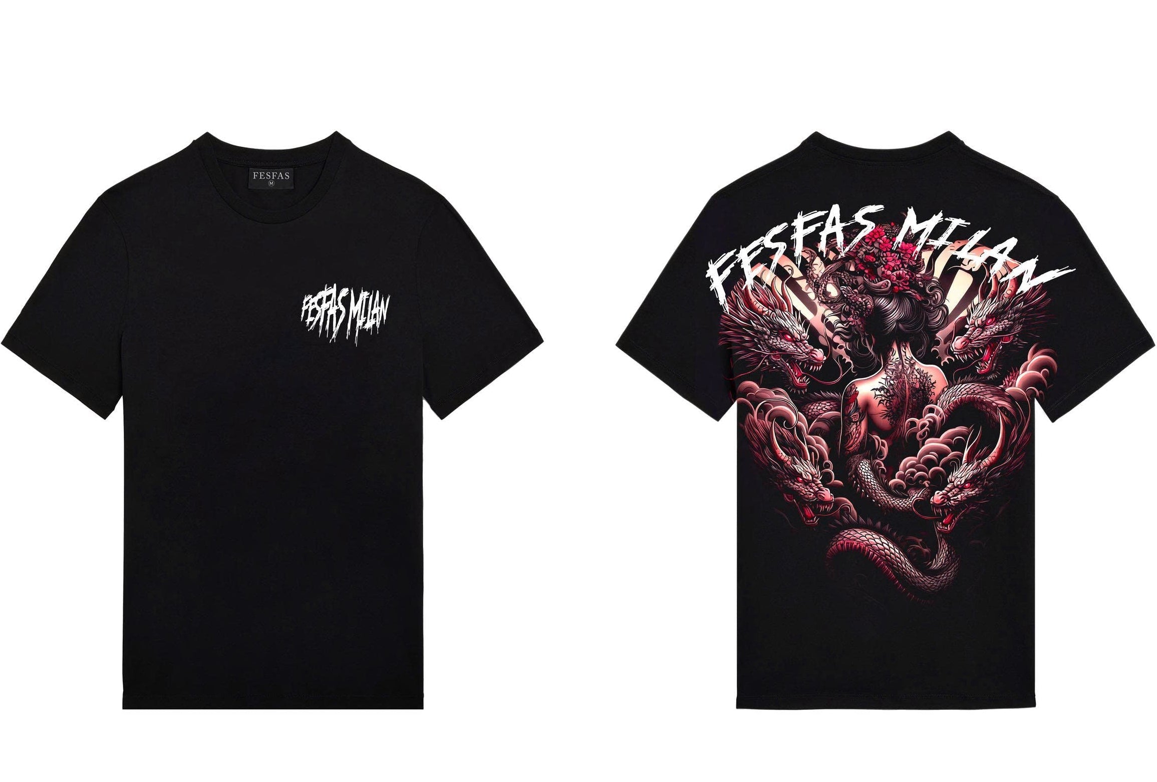 FesFas tattoos-print | Áo Thun | Nam | Màu Đen