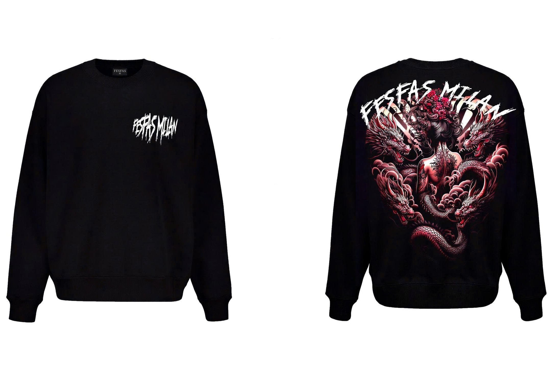 FesFas tattoos-print Sweatshirt | Black | Men