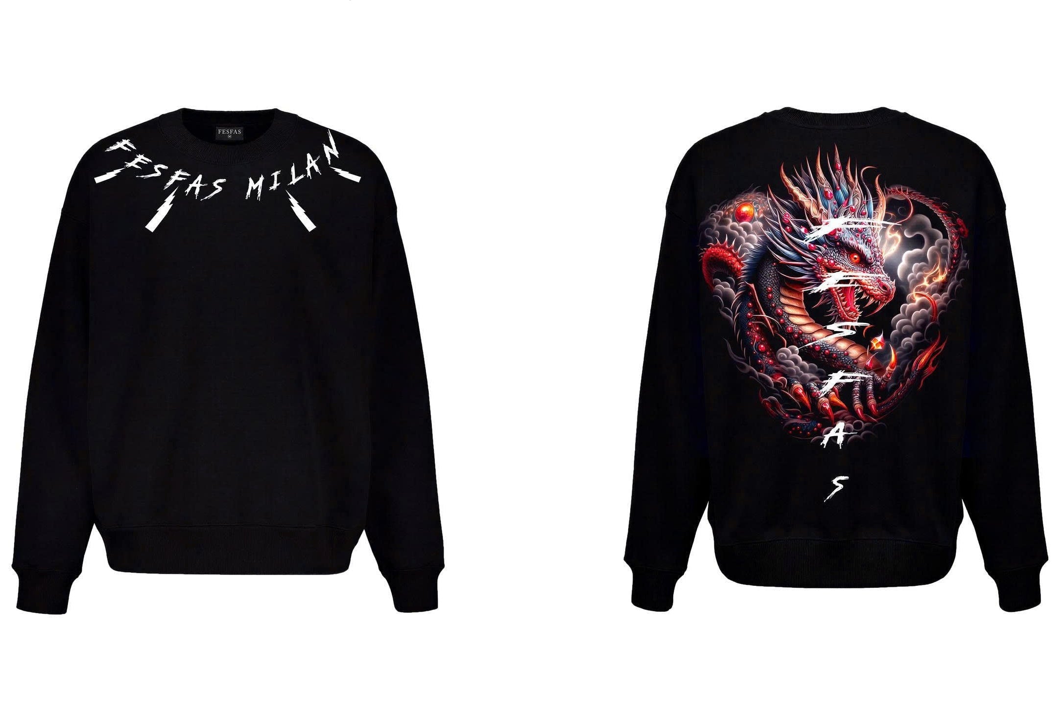 FesFas tattoos-print Sweatshirt | Black | Men