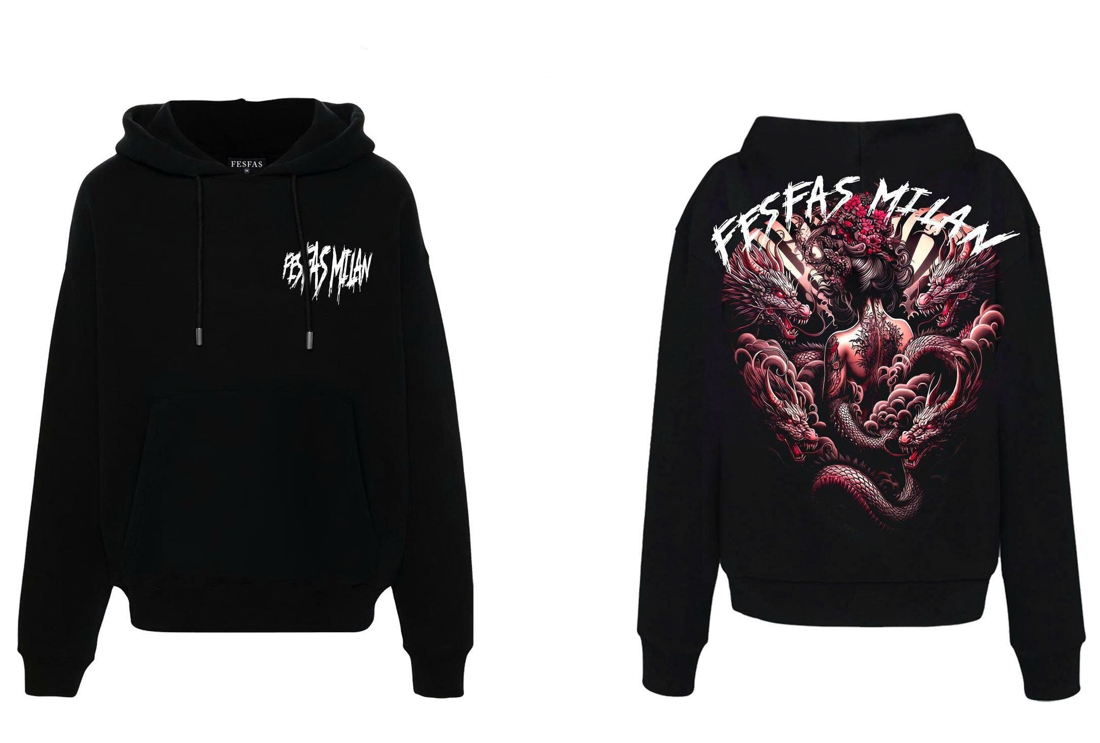 FesFas tattoos-print Hoodie | Black | Men