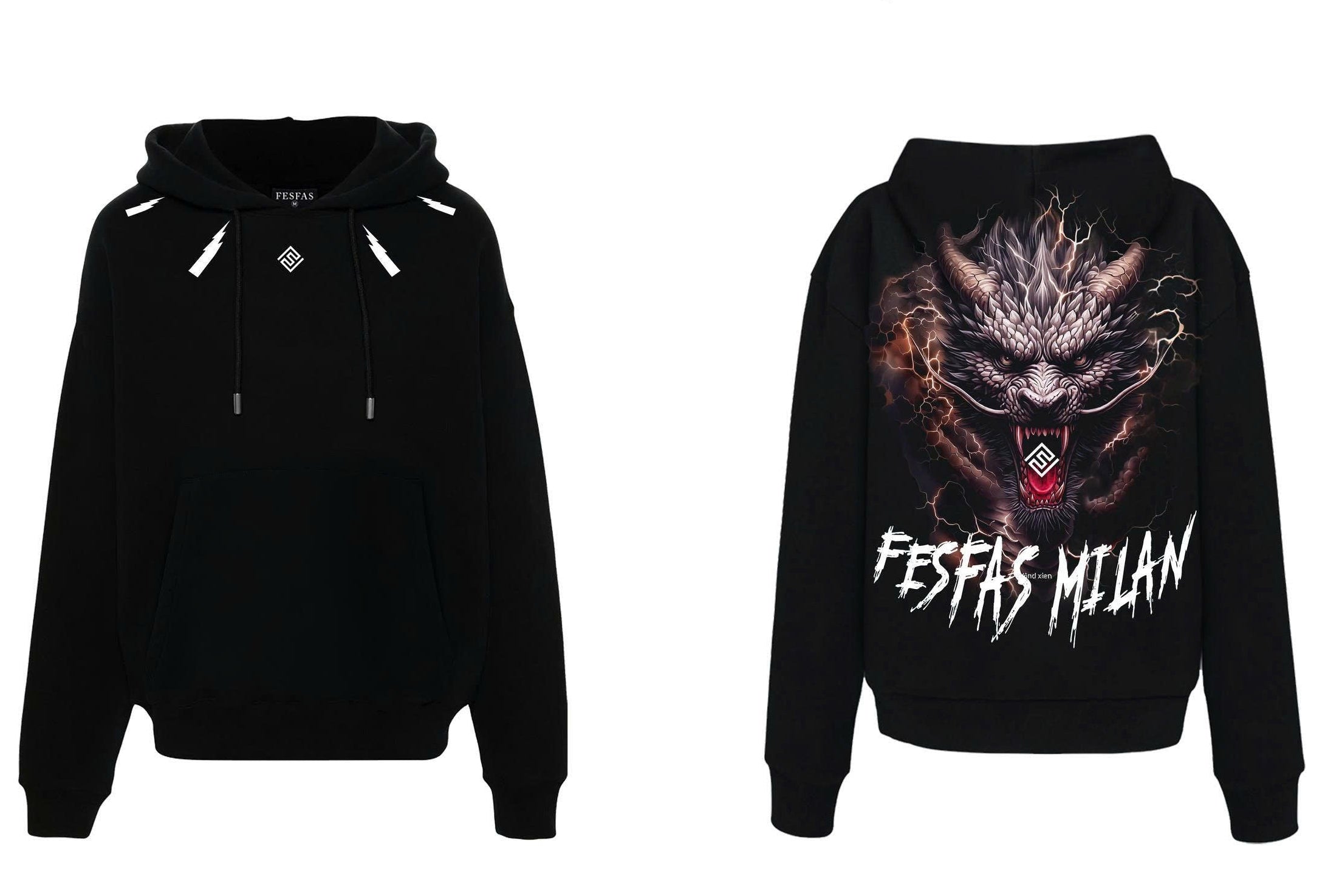 FesFas tattoos-print Hoodie | Black | Men