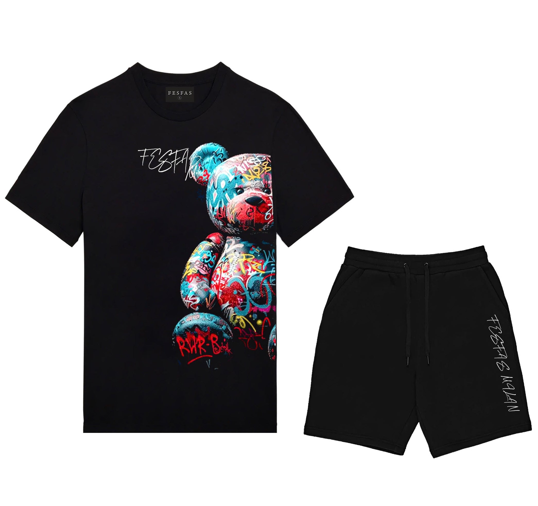FesFas colorful bear-print | Bộ T-Shirt | Nam | Màu Đen