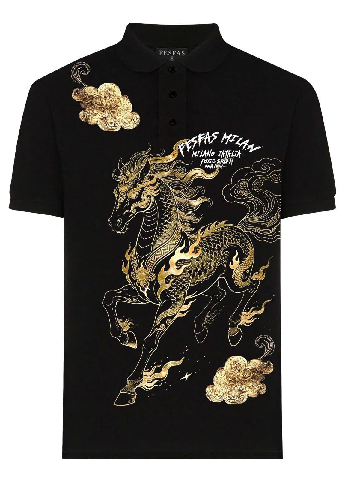 FesFas horse-print | Áo Polo | Nam | Màu Đen