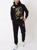 FesFas golden horse-print Hoodie Set | Black | Men