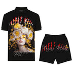 FesFas flower goddess-print | Bộ Polo | Nam | Màu Đen