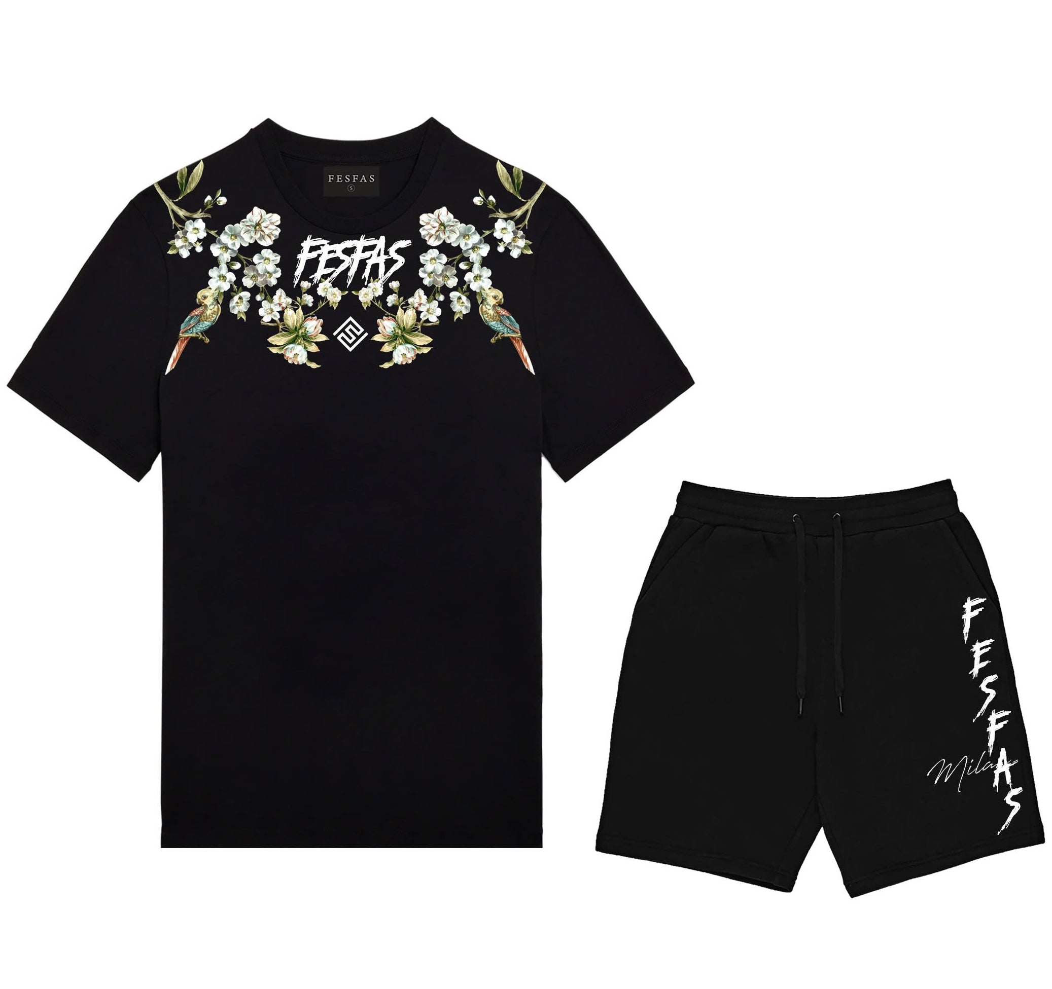 FesFas flowers-print | Bộ T-Shirt | Nam | Màu Đen