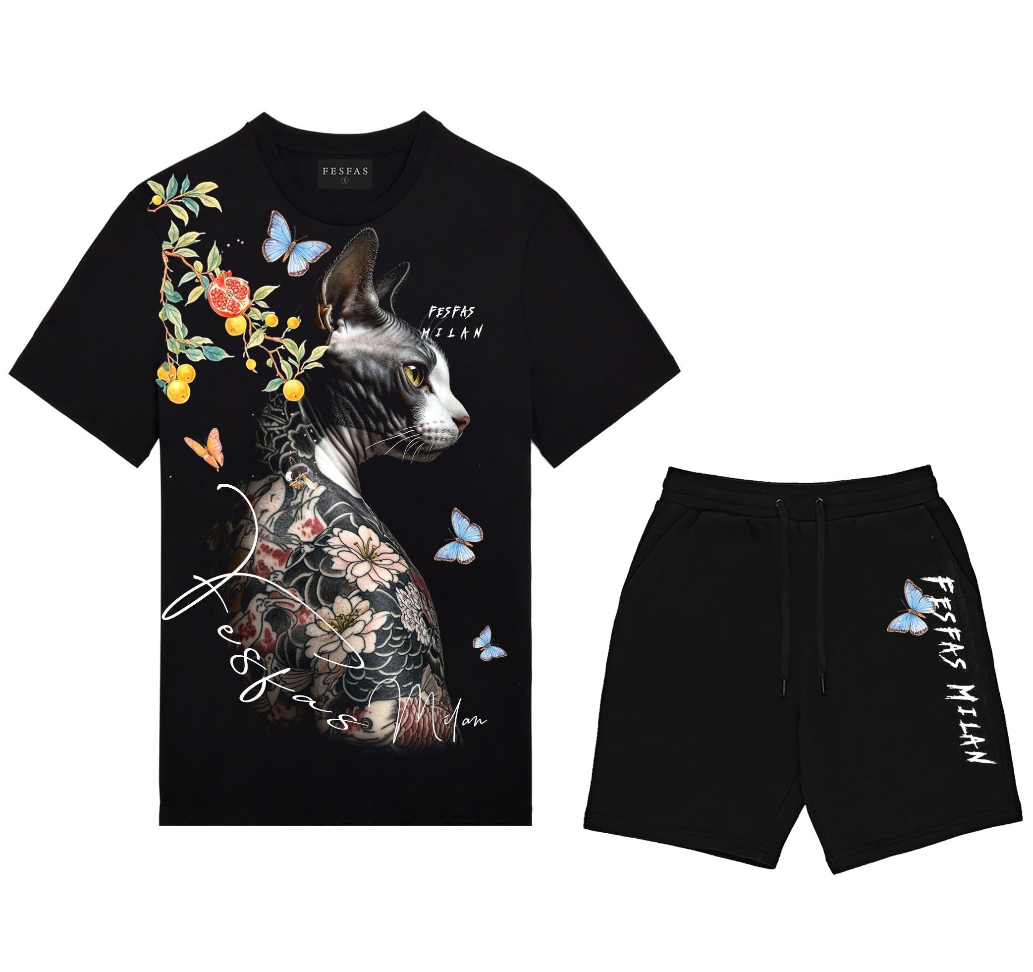 FesFas sphynx-print | Bộ T-Shirt | Nam | Màu Đen
