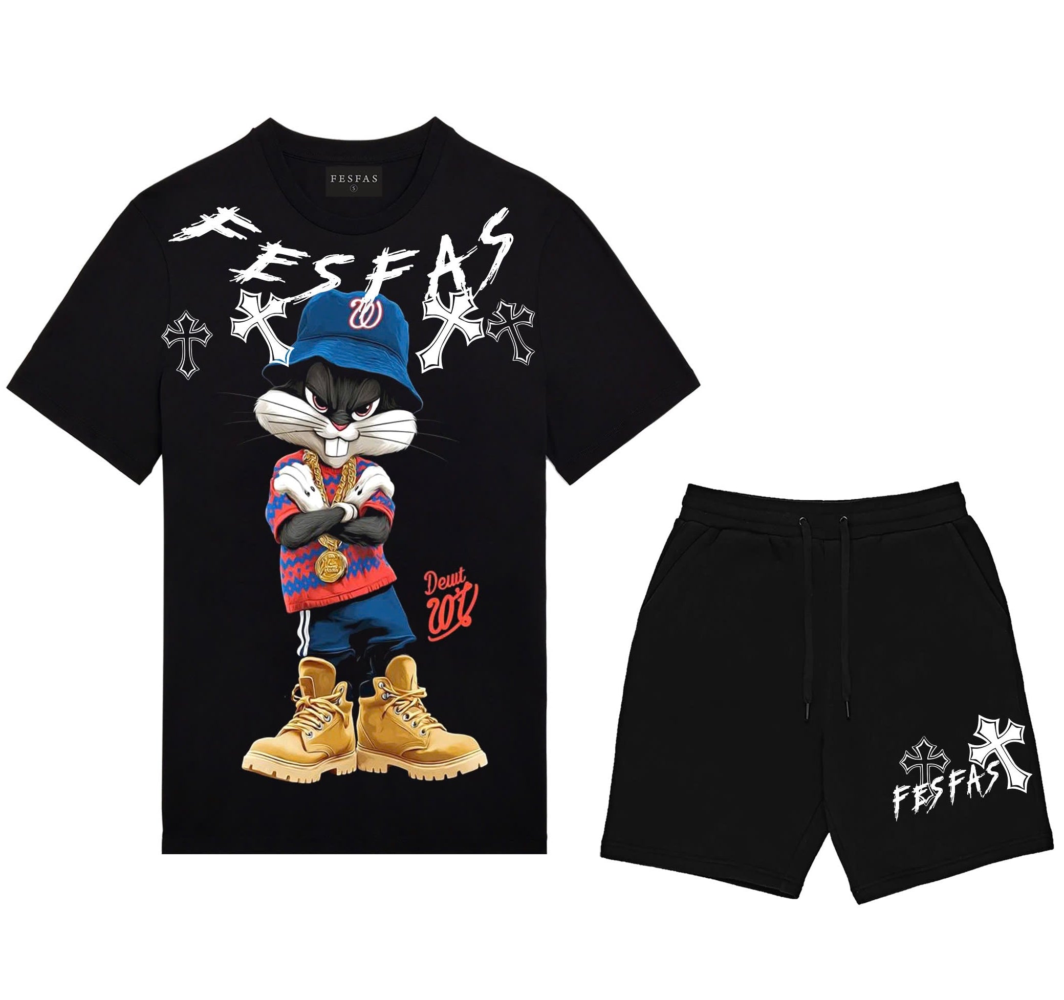 FesFas blue cap rabbit-print | Bộ T-Shirt | Nam | Màu Đen